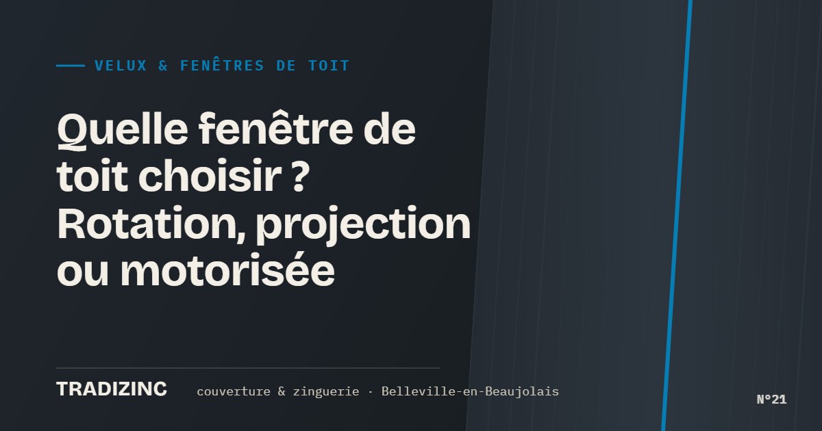 Quelle fenêtre de toit choisir ? Rotation, projection ou motorisée — Tradizinc, couvreur zingueur à Belleville-en-Beaujolais