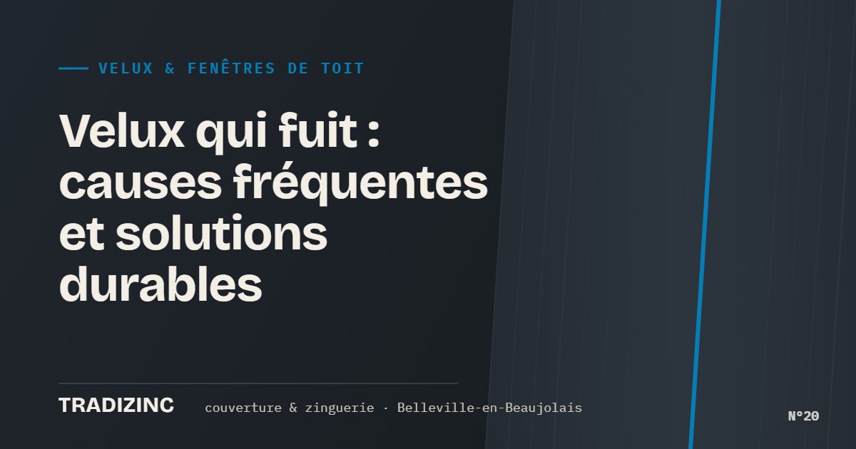 Velux qui fuit : causes fréquentes et solutions durables — Tradizinc, couvreur zingueur à Belleville-en-Beaujolais